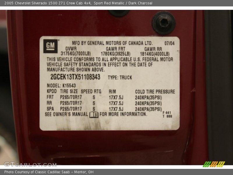 Sport Red Metallic / Dark Charcoal 2005 Chevrolet Silverado 1500 Z71 Crew Cab 4x4