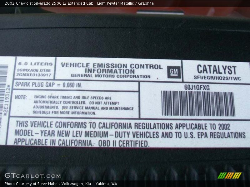 Light Pewter Metallic / Graphite 2002 Chevrolet Silverado 2500 LS Extended Cab