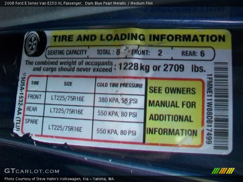 Dark Blue Pearl Metallic / Medium Flint 2008 Ford E Series Van E150 XL Passenger