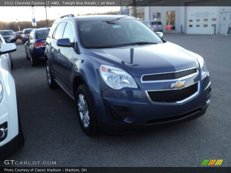 Twilight Blue Metallic / Jet Black 2012 Chevrolet Equinox LT AWD