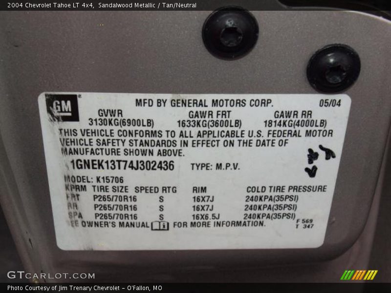 Sandalwood Metallic / Tan/Neutral 2004 Chevrolet Tahoe LT 4x4