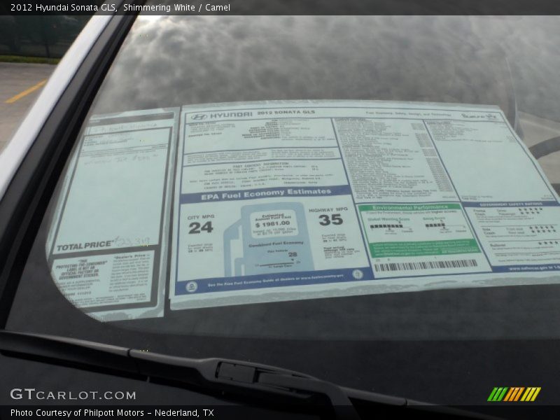  2012 Sonata GLS Window Sticker
