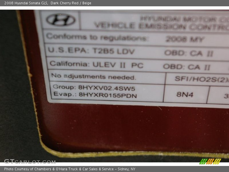 Dark Cherry Red / Beige 2008 Hyundai Sonata GLS