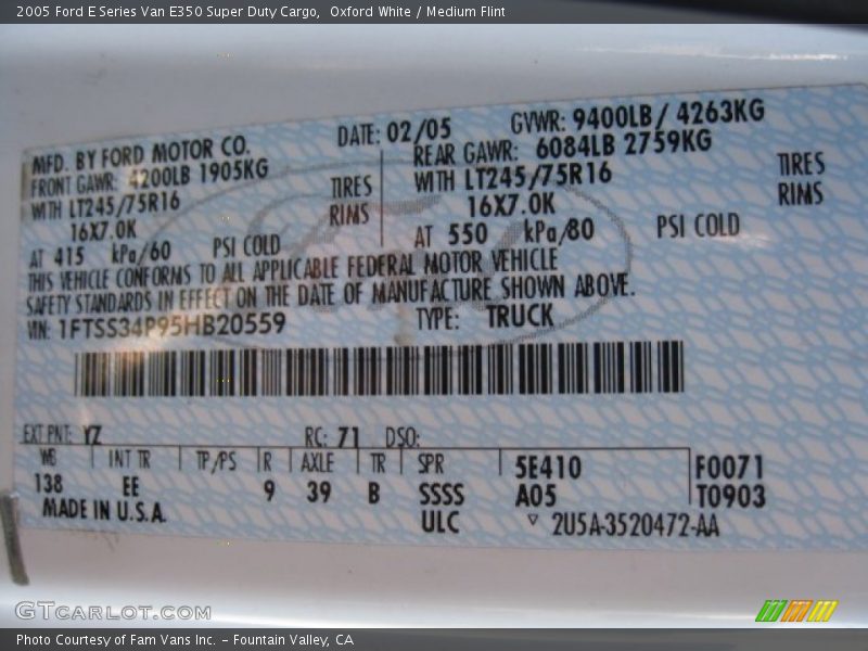 Oxford White / Medium Flint 2005 Ford E Series Van E350 Super Duty Cargo