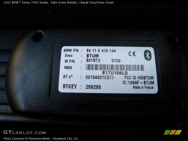 Slate Green Metallic / Basalt Grey/Stone Green 2003 BMW 7 Series 745Li Sedan