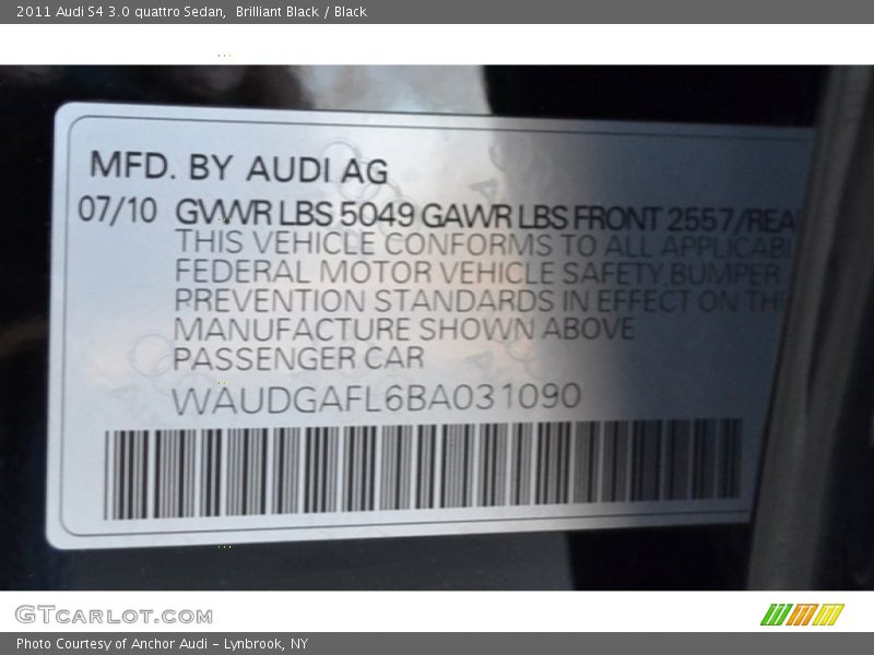 Brilliant Black / Black 2011 Audi S4 3.0 quattro Sedan