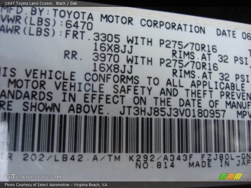 Black / Oak 1997 Toyota Land Cruiser