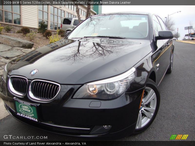 Black Sapphire Metallic / Natural Brown Dakota Leather 2009 BMW 5 Series 528xi Sedan