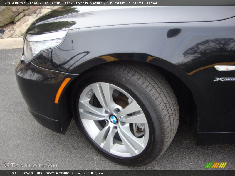 Black Sapphire Metallic / Natural Brown Dakota Leather 2009 BMW 5 Series 528xi Sedan