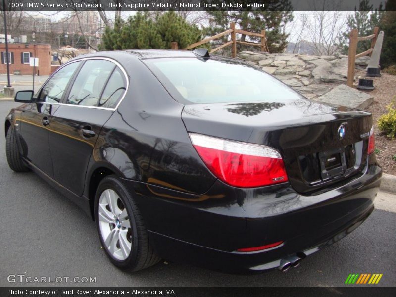 Black Sapphire Metallic / Natural Brown Dakota Leather 2009 BMW 5 Series 528xi Sedan