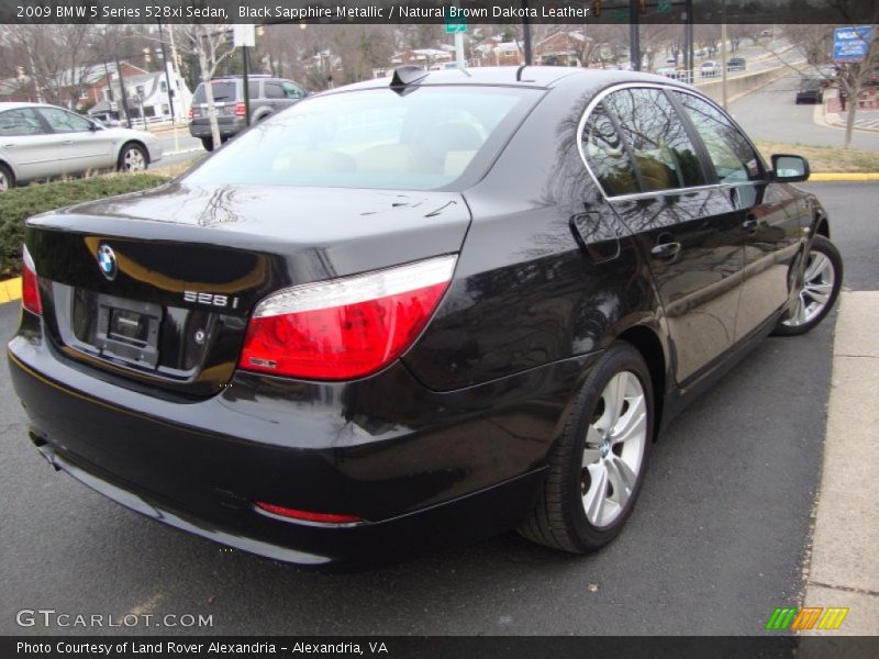 Black Sapphire Metallic / Natural Brown Dakota Leather 2009 BMW 5 Series 528xi Sedan
