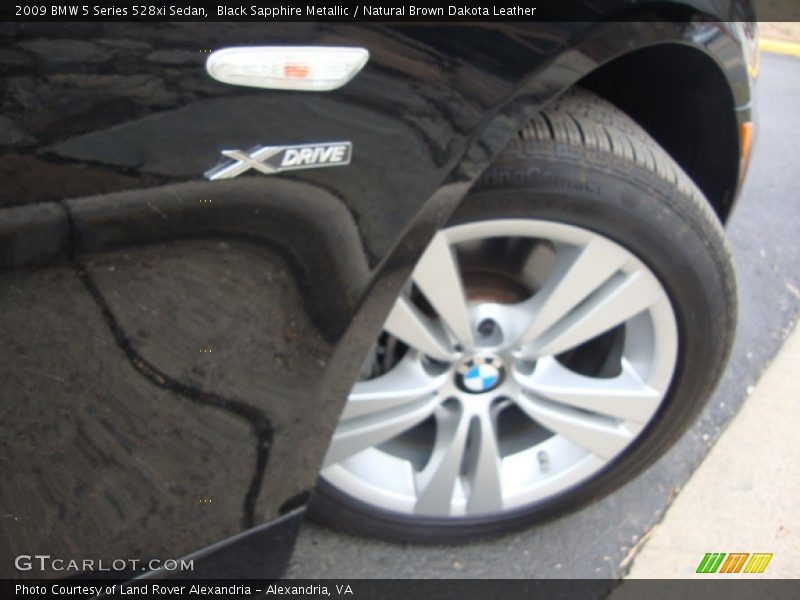 Black Sapphire Metallic / Natural Brown Dakota Leather 2009 BMW 5 Series 528xi Sedan