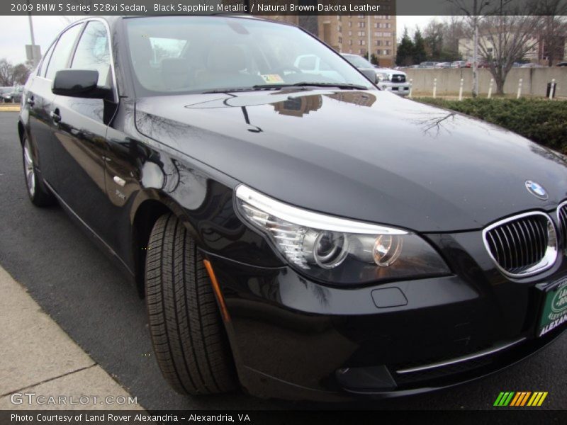 Black Sapphire Metallic / Natural Brown Dakota Leather 2009 BMW 5 Series 528xi Sedan
