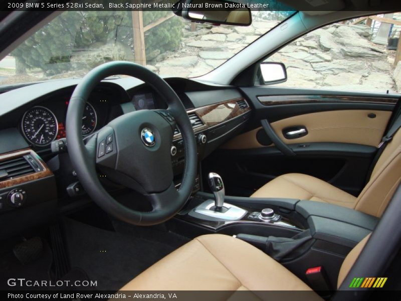 Black Sapphire Metallic / Natural Brown Dakota Leather 2009 BMW 5 Series 528xi Sedan