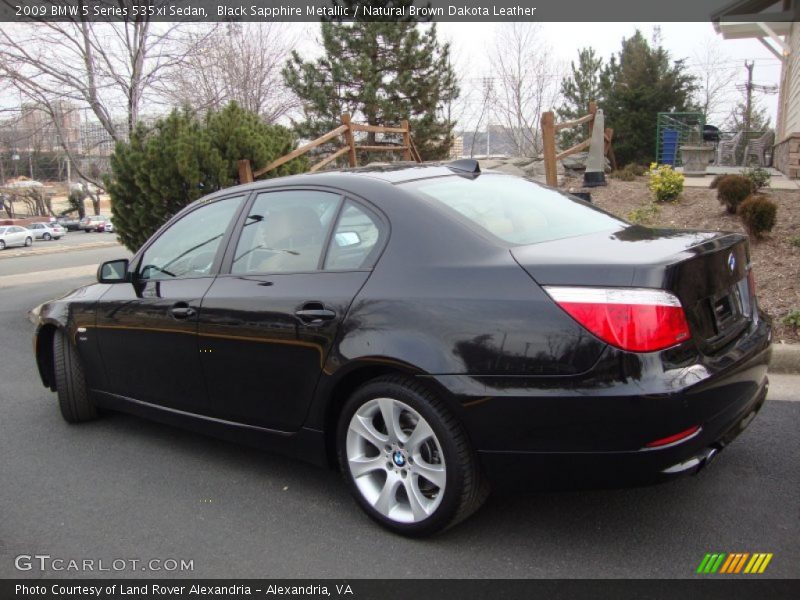 Black Sapphire Metallic / Natural Brown Dakota Leather 2009 BMW 5 Series 535xi Sedan