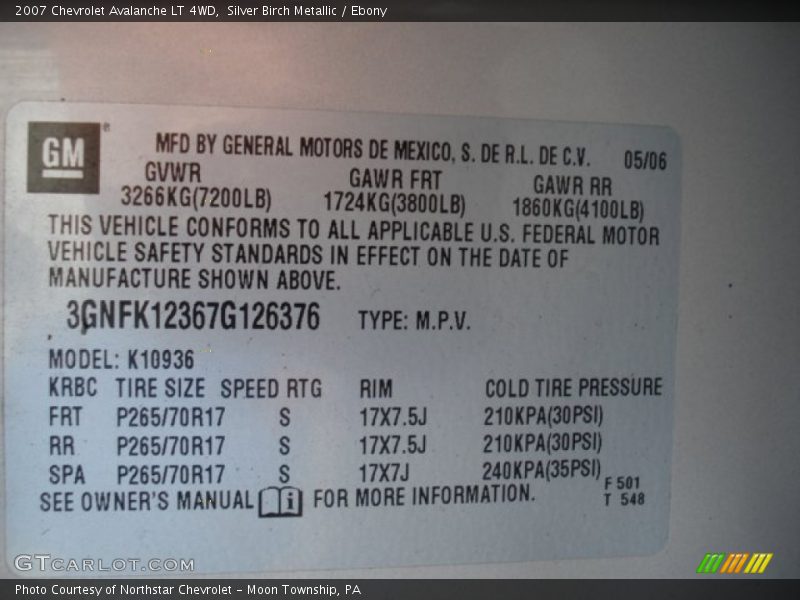 Silver Birch Metallic / Ebony 2007 Chevrolet Avalanche LT 4WD