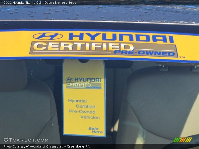 Desert Bronze / Beige 2011 Hyundai Elantra GLS