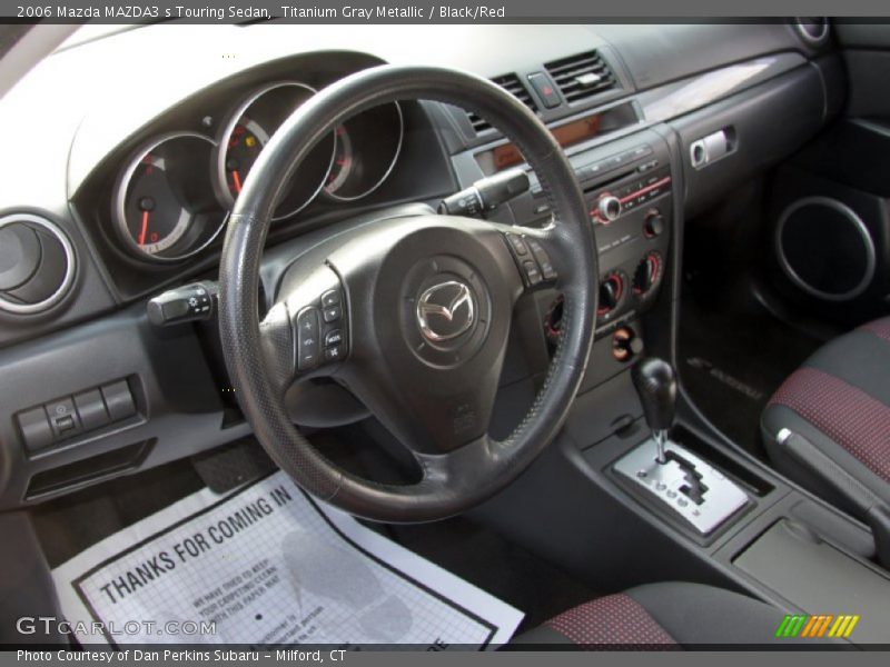 Titanium Gray Metallic / Black/Red 2006 Mazda MAZDA3 s Touring Sedan