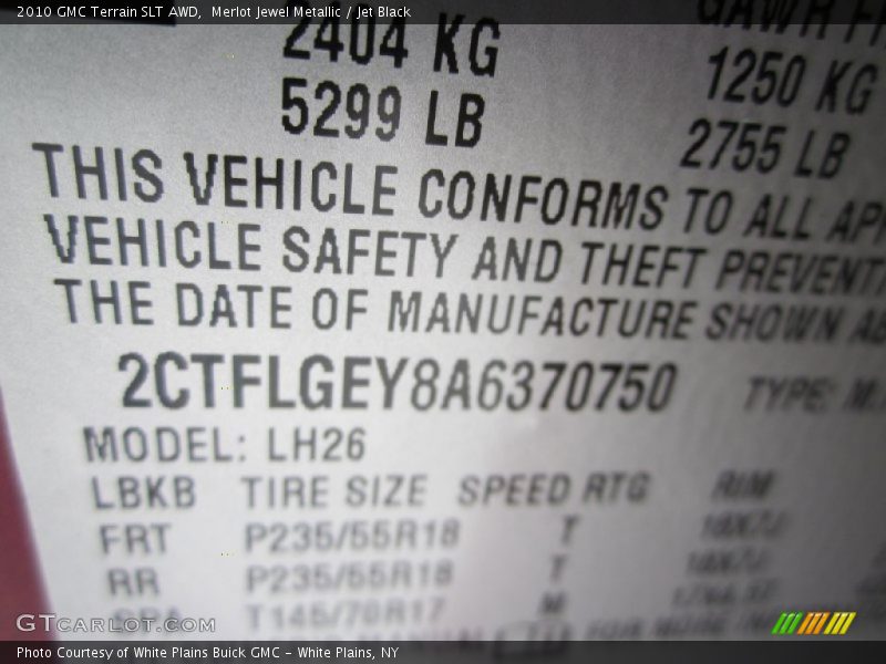 Merlot Jewel Metallic / Jet Black 2010 GMC Terrain SLT AWD