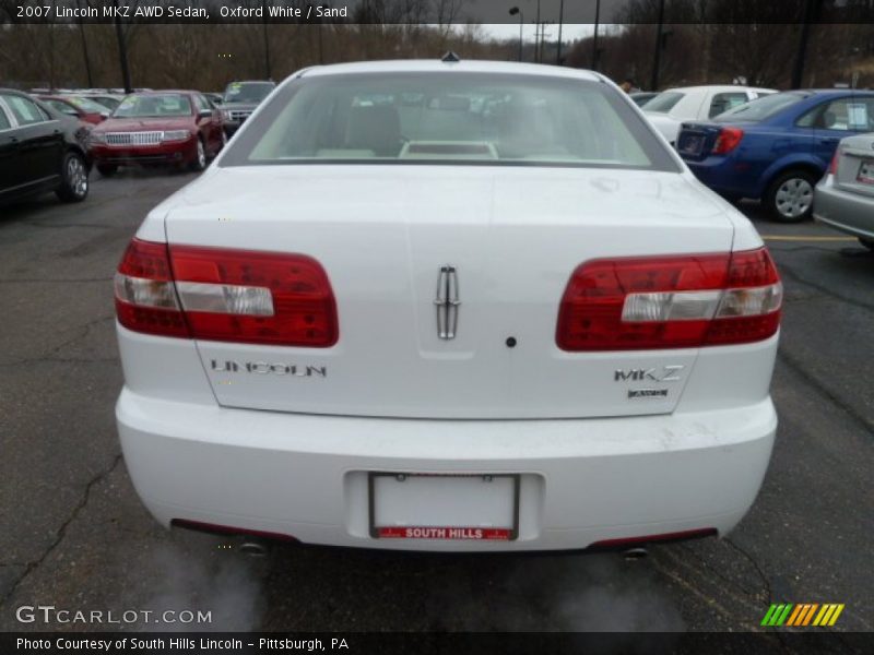 Oxford White / Sand 2007 Lincoln MKZ AWD Sedan