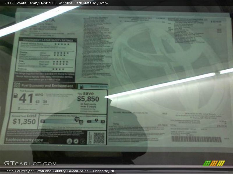 Attitude Black Metallic / Ivory 2012 Toyota Camry Hybrid LE