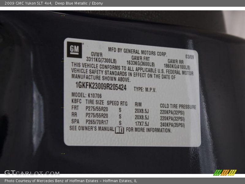 Deep Blue Metallic / Ebony 2009 GMC Yukon SLT 4x4