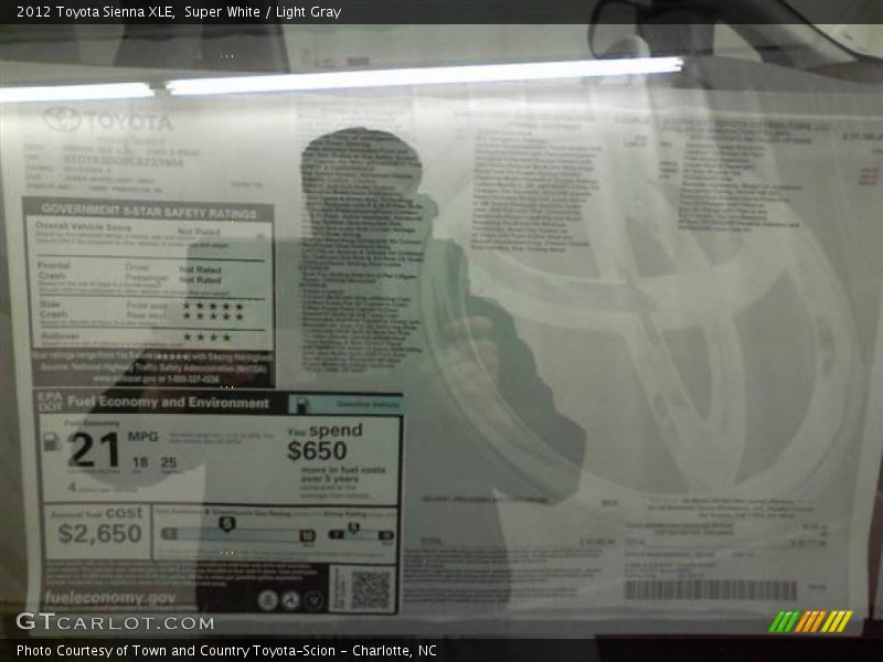 Super White / Light Gray 2012 Toyota Sienna XLE