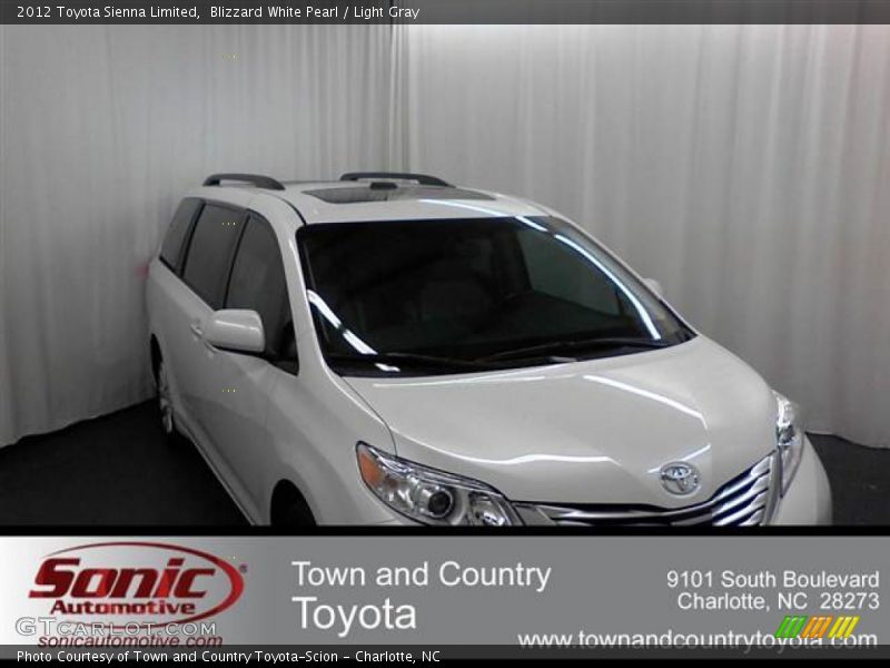 Blizzard White Pearl / Light Gray 2012 Toyota Sienna Limited