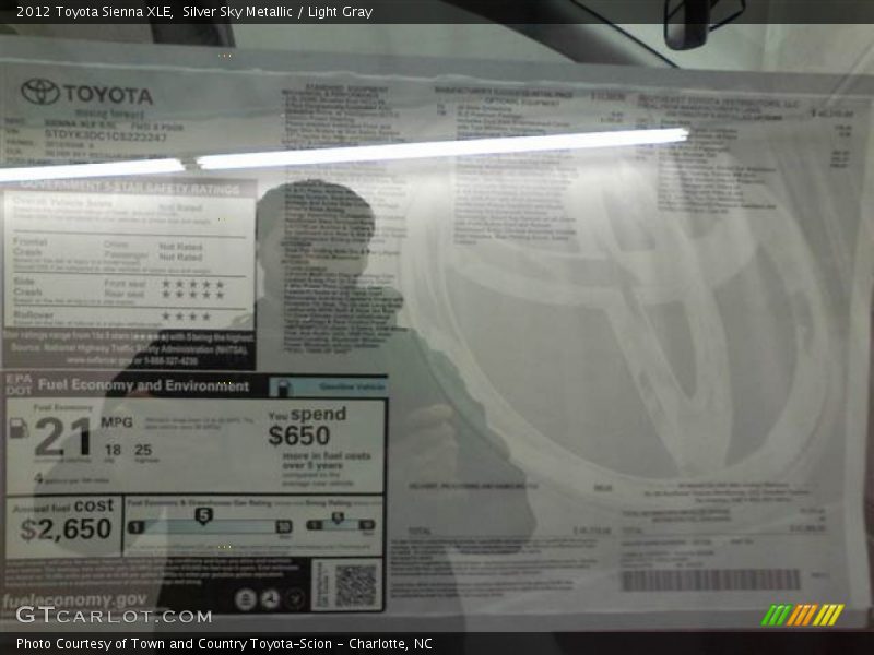 Silver Sky Metallic / Light Gray 2012 Toyota Sienna XLE