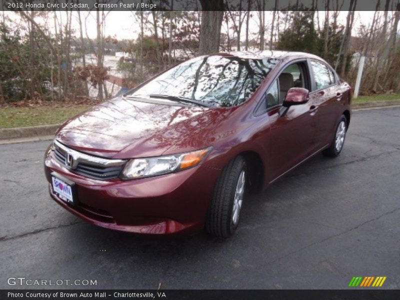 Crimson Pearl / Beige 2012 Honda Civic LX Sedan