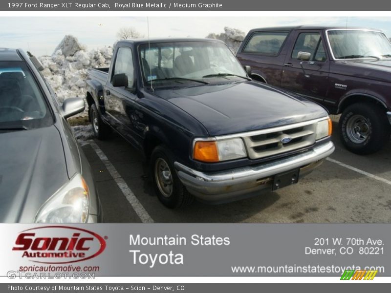 Royal Blue Metallic / Medium Graphite 1997 Ford Ranger XLT Regular Cab
