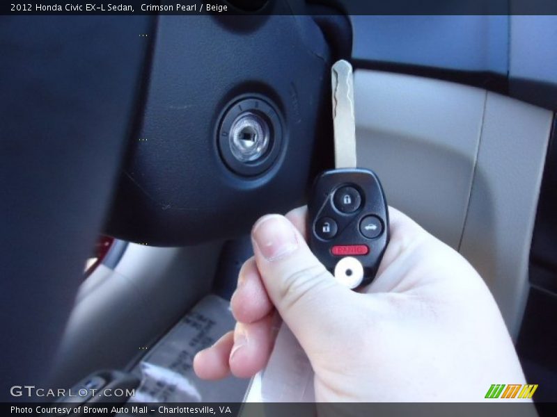 Crimson Pearl / Beige 2012 Honda Civic EX-L Sedan