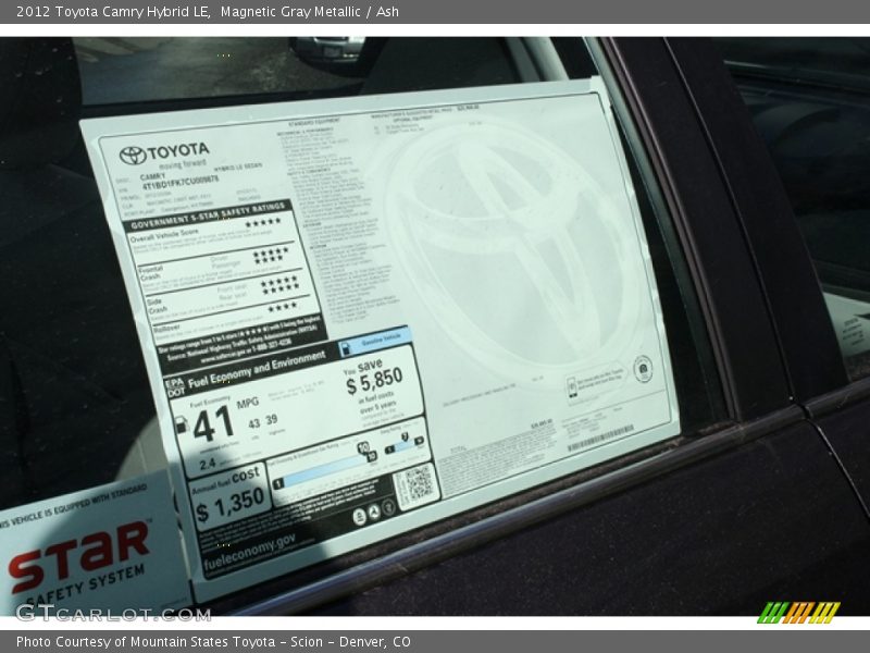 Magnetic Gray Metallic / Ash 2012 Toyota Camry Hybrid LE