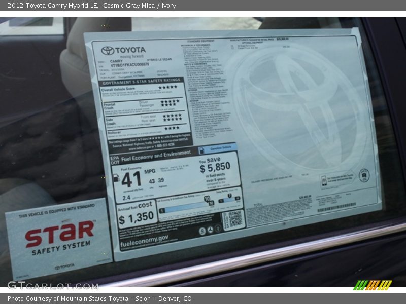 Cosmic Gray Mica / Ivory 2012 Toyota Camry Hybrid LE