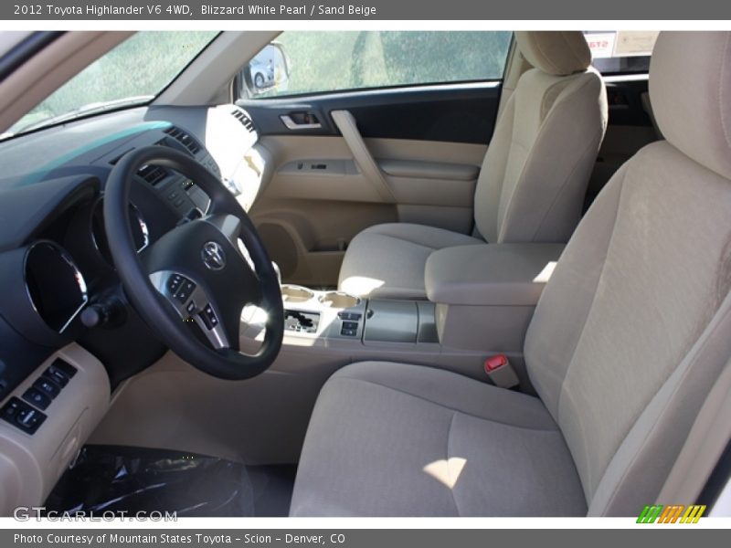 Blizzard White Pearl / Sand Beige 2012 Toyota Highlander V6 4WD