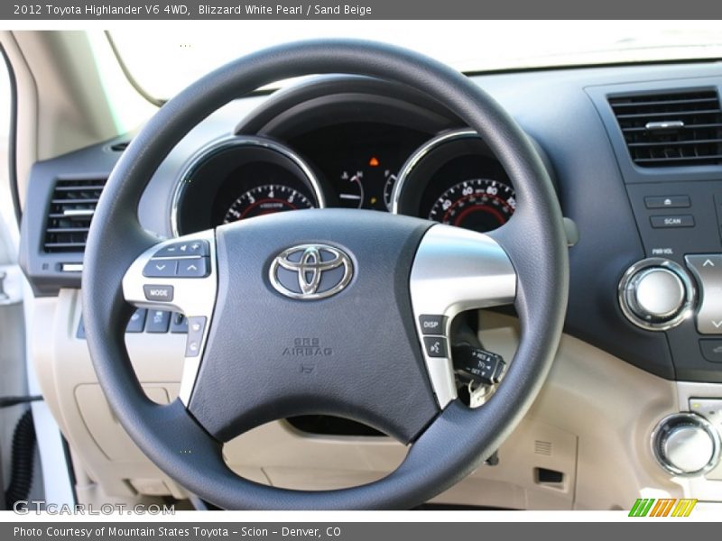 Blizzard White Pearl / Sand Beige 2012 Toyota Highlander V6 4WD