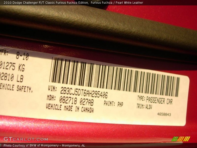 2010 Challenger R/T Classic Furious Fuchsia Edition Furious Fuchsia Color Code PHP