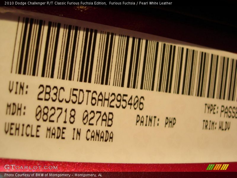 2010 Challenger R/T Classic Furious Fuchsia Edition Furious Fuchsia Color Code PHP