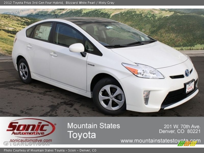 Blizzard White Pearl / Misty Gray 2012 Toyota Prius 3rd Gen Four Hybrid