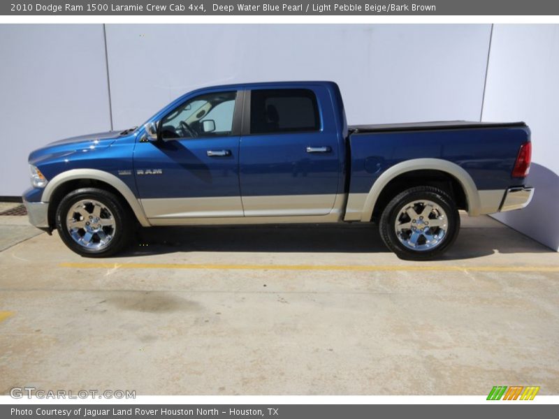 Deep Water Blue Pearl / Light Pebble Beige/Bark Brown 2010 Dodge Ram 1500 Laramie Crew Cab 4x4