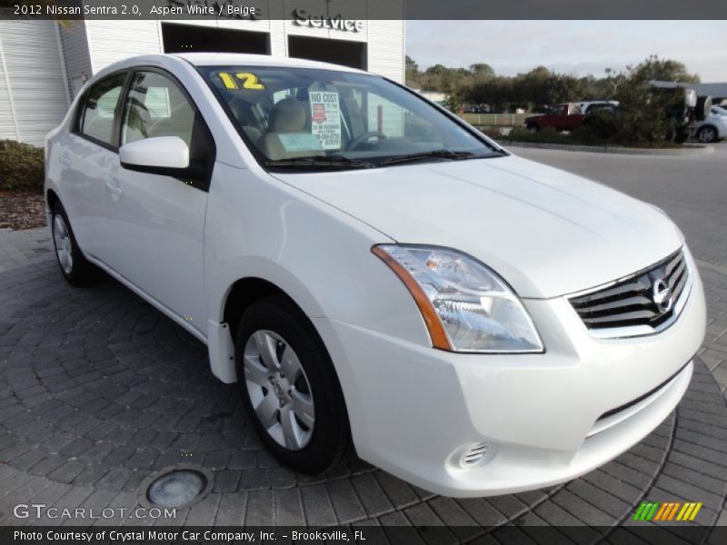 Aspen White / Beige 2012 Nissan Sentra 2.0
