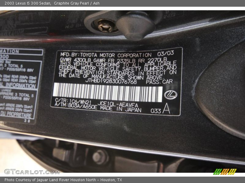 Graphite Gray Pearl / Ash 2003 Lexus IS 300 Sedan