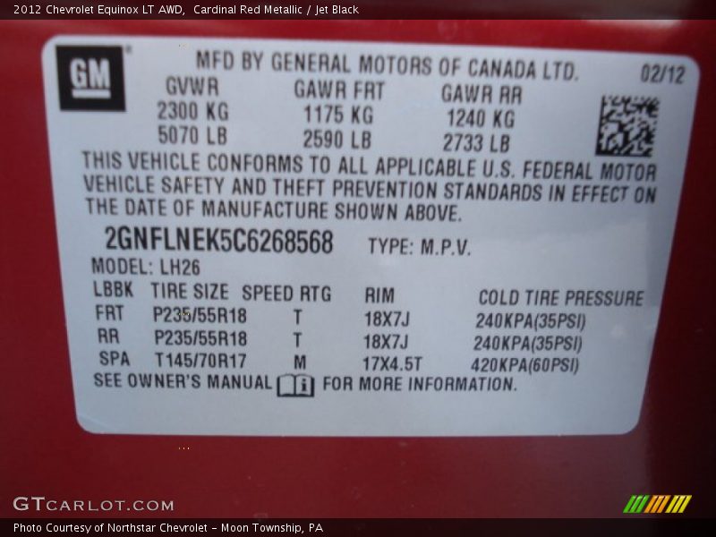 Cardinal Red Metallic / Jet Black 2012 Chevrolet Equinox LT AWD