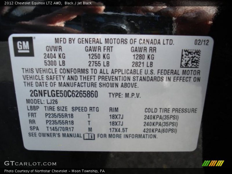 Black / Jet Black 2012 Chevrolet Equinox LTZ AWD