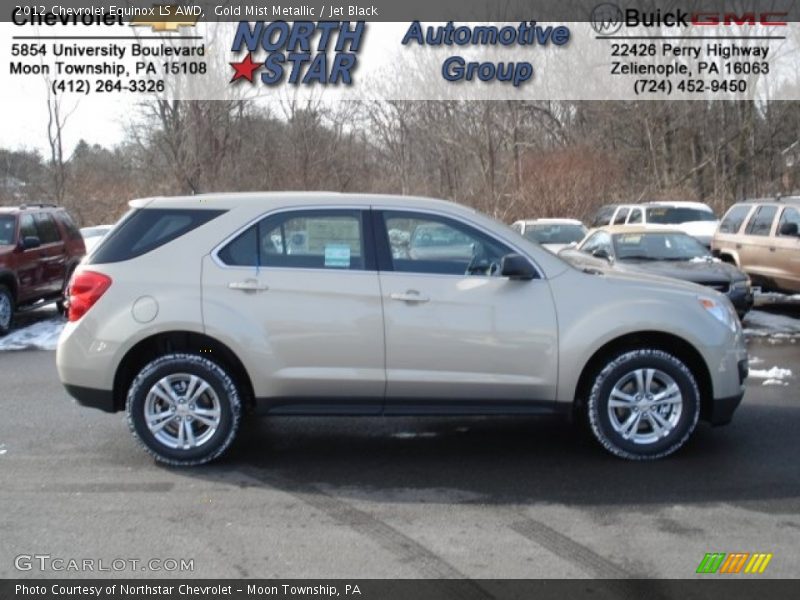 Gold Mist Metallic / Jet Black 2012 Chevrolet Equinox LS AWD