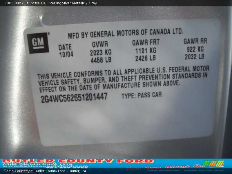 Sterling Silver Metallic / Gray 2005 Buick LaCrosse CX