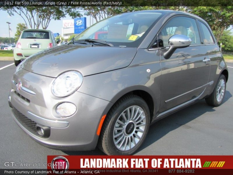 Grigio (Grey) / Pelle Rossa/Avorio (Red/Ivory) 2012 Fiat 500 Lounge