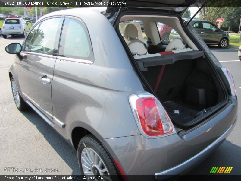 Grigio (Grey) / Pelle Rossa/Avorio (Red/Ivory) 2012 Fiat 500 Lounge