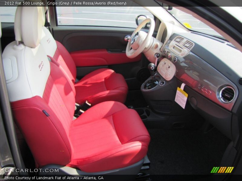 Grigio (Grey) / Pelle Rossa/Avorio (Red/Ivory) 2012 Fiat 500 Lounge