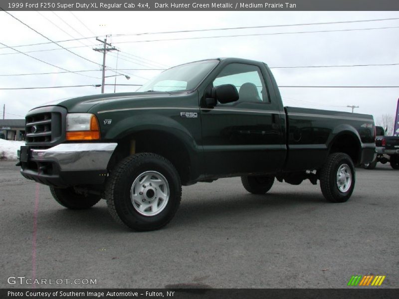 Dark Hunter Green Metallic / Medium Prairie Tan 1999 Ford F250 Super Duty XL Regular Cab 4x4